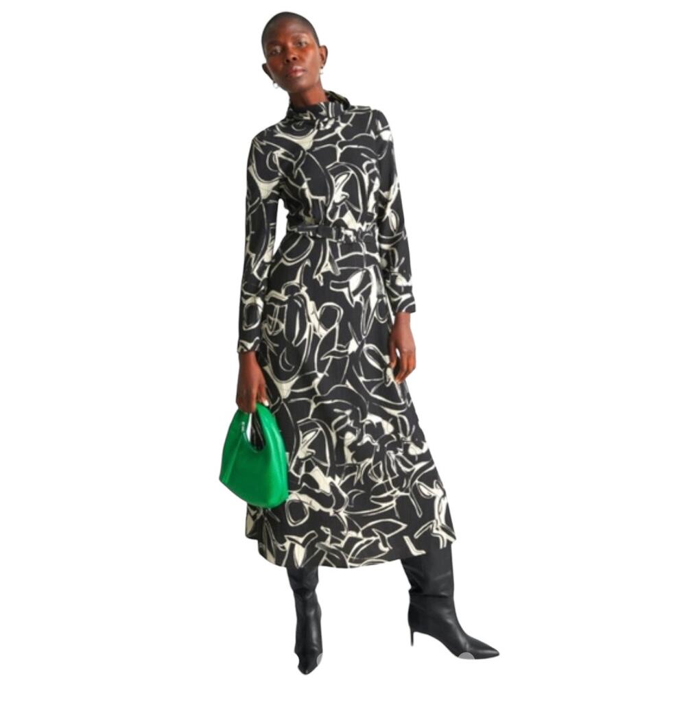 & Other Stories Mock Neck Midi Dress Size 8